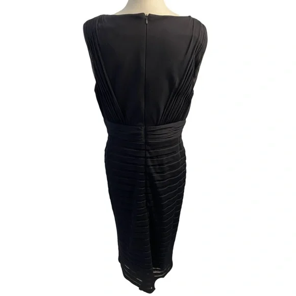 Adrianna Papell Navy Blue Lace Detail Tiered Dress Sleeveless Formal Size 14 - Picture 7 of 11